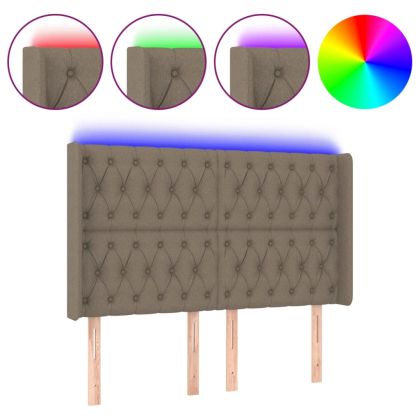 LED горна табла за легло, таупе, 147x16x118/128 см, плат