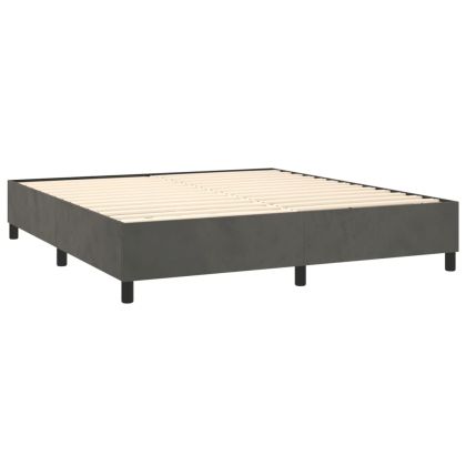 Боксспринг легло с матрак и LED, тъмносиво, 160x200 см, кадифе