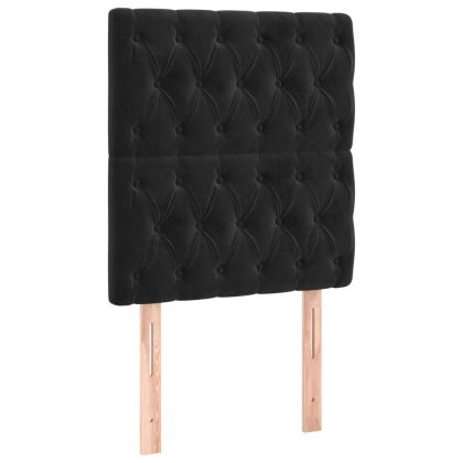 Боксспринг легло с матрак и LED, черно, 80x200 см, кадифе