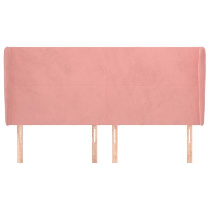 Горна табла за легло с уши, розова, 203x23x118/128 см кадифе