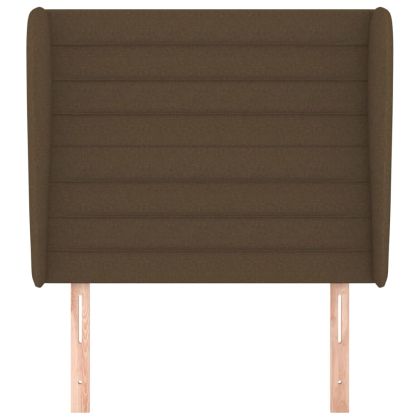 Горна табла за легло с уши, тъмнокафява, 103x23x118/128см, плат
