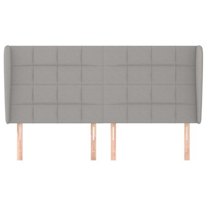 Горна табла за легло с уши, светлосива, 203x23x118/128 см, плат