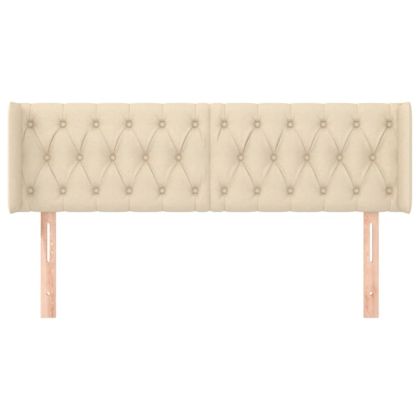 Горна табла за легло, кремава, 163x16x78/88 см, плат