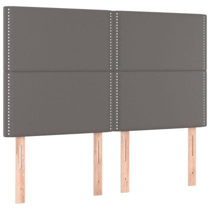 LED горна табла за легло,сива,144x5x118/128 см, изкуствена кожа