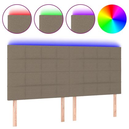 LED горна табла за легло, таупе, 180x5x118/128 см, плат
