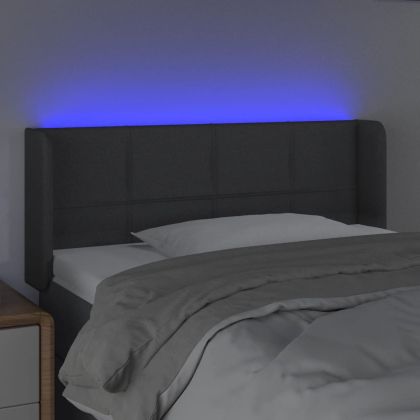 LED горна табла за легло, тъмносива, 83x16x78/88 см, плат