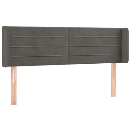 LED горна табла за легло, тъмносива, 147x16x78/88 см, кадифе