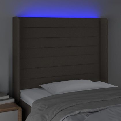 LED горна табла за легло, таупе, 83x16x118/128 см, плат