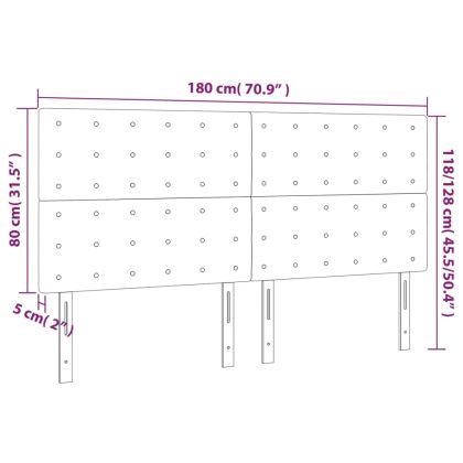 LED горна табла за легло, черна,180x5x118/128см изкуствена кожа