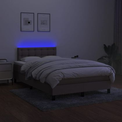 Боксспринг легло с матрак и LED, таупе, 120x200 см, плат