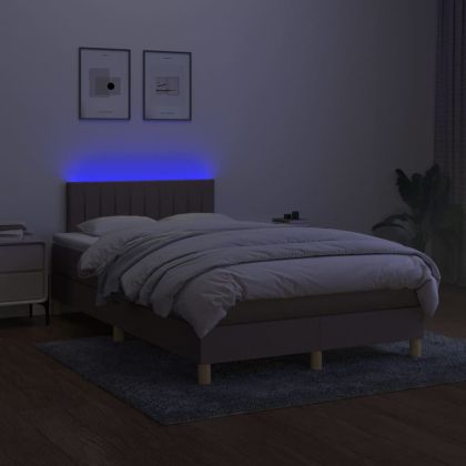 Боксспринг легло с матрак и LED, таупе, 120x200 см, плат