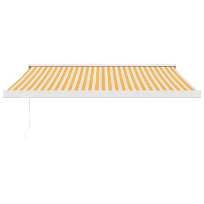 Прибираща се тента жълто и бяло 3,5x2,5 м плат и алуминий