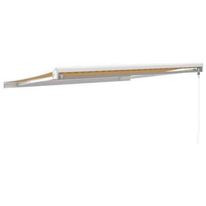 Прибираща се тента жълто и бяло 3,5x2,5 м плат и алуминий