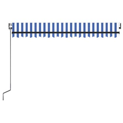 Автоматичен сенник LED и сензор за вятър 400x300 см синьо-бял