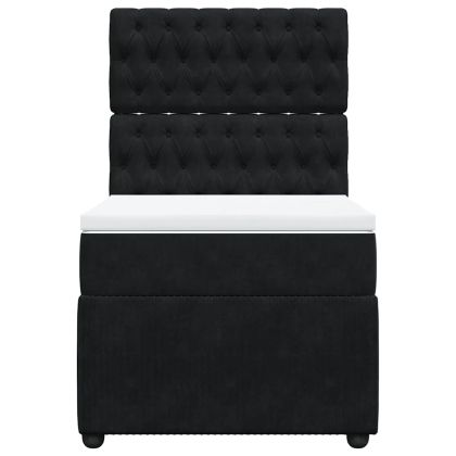 Боксспринг легло с матрак, черно, 80x200 см, кадифе