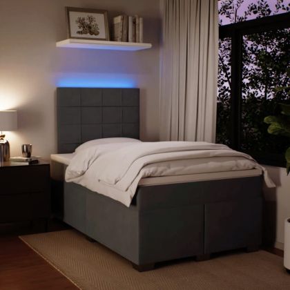 Боксспринг легло с матрак, тъмносив, 120x190 см, кадифе