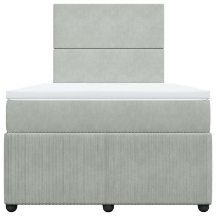 Боксспринг легло с матрак, светлосива, 120x190 см, кадифе