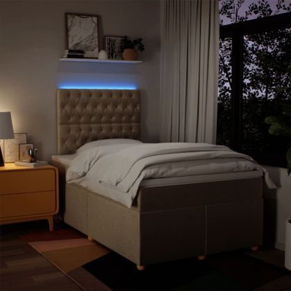 Боксспринг легло с матрак, кремаво, 120x190 см, плат