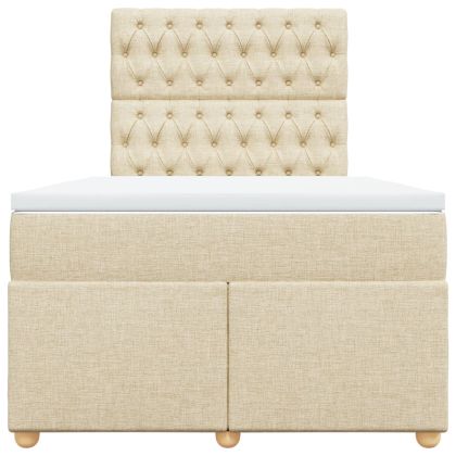 Боксспринг легло с матрак, кремаво, 120x190 см, плат