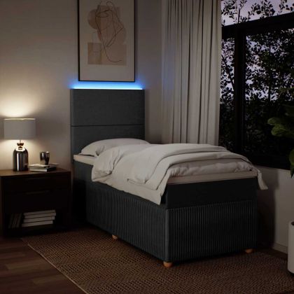 Боксспринг легло с матрак, тъмносив, 80x200 см, плат