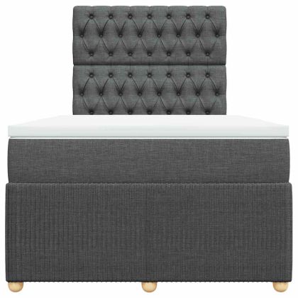 Боксспринг легло с матрак, тъмносиво, 120x190 см, плат