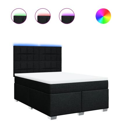 Боксспринг легло с матрак, черно, 140x200 см, плат