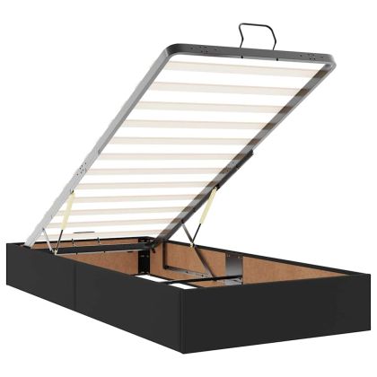 Османска легло с матраци&LED, черно, 100x200см, изкуствена кожа