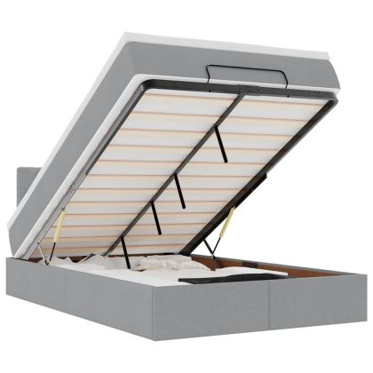 Османска легло с матрак и LED, светлосиво, 120x200 см, плат