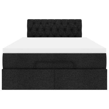 Османска легло с матрак и LED, черно, 120x200 см, плат