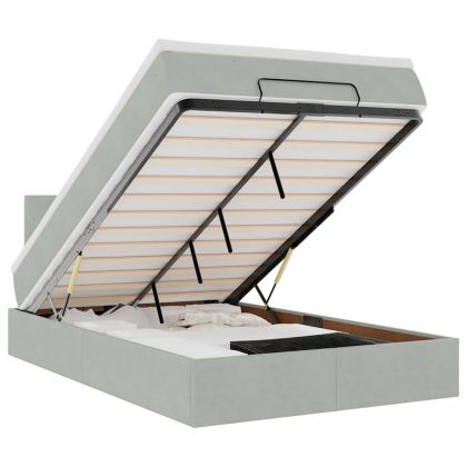 Османска легло с матрак и LED, светлосиво, 120x200 см, кадифе