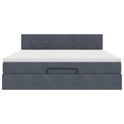 Османска легло с матрак и LED, тъмносиво, 160x200 см, кадифе