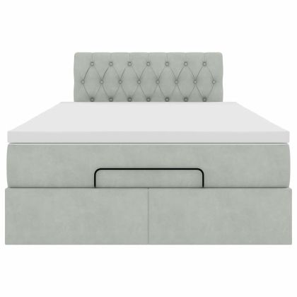 Османска легло с матрак и LED, светлосиво, 120x200 см, кадифе