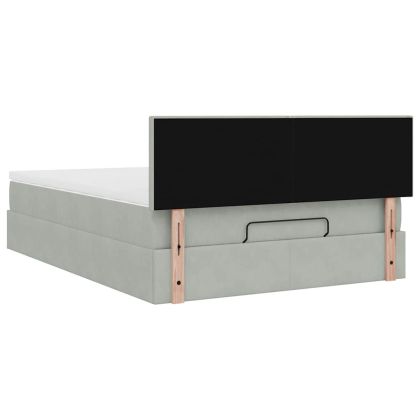 Османска легло с матрак и LED, светлосиво, 140x200 см, кадифе