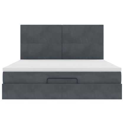 Османска легло с матраци и LED, тъмносиво, 160x200 см, кадифе