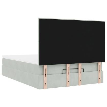 Османска легло с матраци и LED, светлосиво, 140x200 см, кадифе