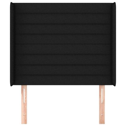 Горна табла за легло с уши, черна, 83x16x118/128 см, плат