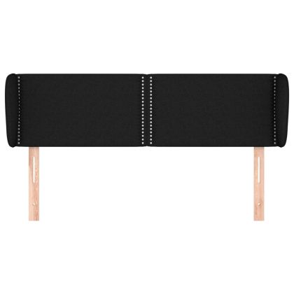 Горна табла за легло с уши, черна, 147x23x78/88 см, плат
