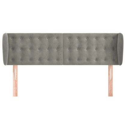 Горна табла за легло с уши, светлосива, 147x23x78/88 см, кадифе