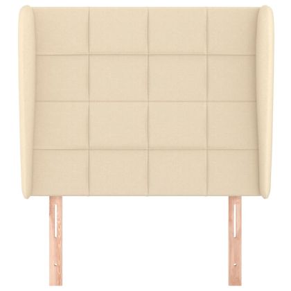 Горна табла за легло с уши, кремава, 93x23x118/128 см, плат