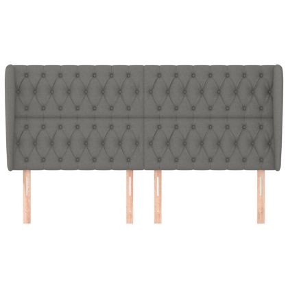 Горна табла за легло с уши, тъмносива, 203x23x118/128 см, плат