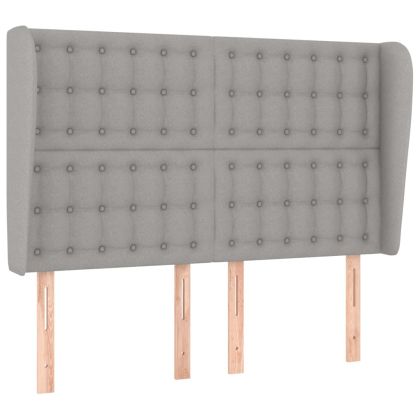 Горна табла за легло с уши, светлосива, 147x23x118/128 см, плат