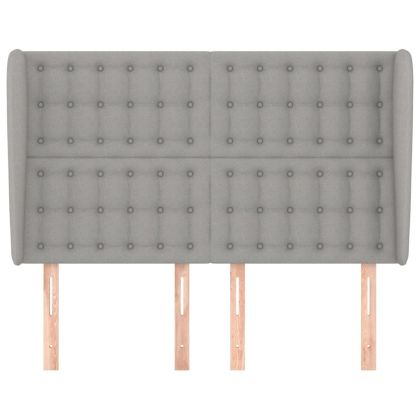 Горна табла за легло с уши, светлосива, 147x23x118/128 см, плат