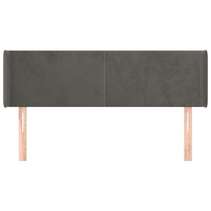 Горна табла за легло, тъмносива, 147x16x78/88 см, кадифе