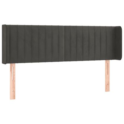 Горна табла за легло, тъмносива, 147x16x78/88 см, кадифе