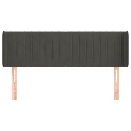 Горна табла за легло, тъмносива, 147x16x78/88 см, кадифе