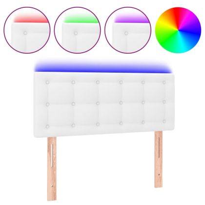 LED Горна табла за легло, бяла, 80x5x78/88 см, изкуствена кожа