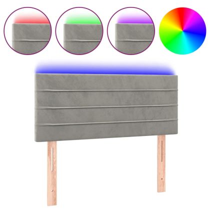 LED горна табла за легло, светлосива, 100x5x78/88 см кадифе