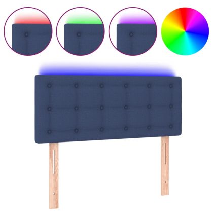 LED горна табла за легло, синя, 80x5x78/88 см, плат