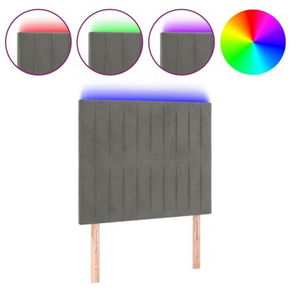 LED горна табла за легло, светлосива, 80x5x118/128 см, кадифе