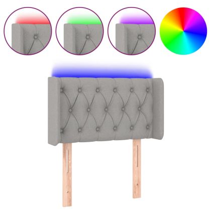 LED горна табла за легло, светлосива,83x16x78/88 см, плат